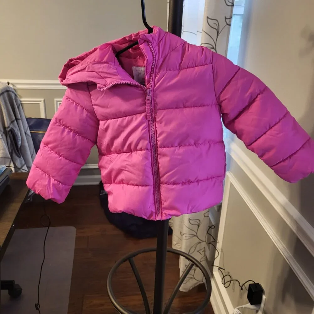 The Children's Place Pink Puffer Hooded Jacket Girls Size 3T Puffy Coat